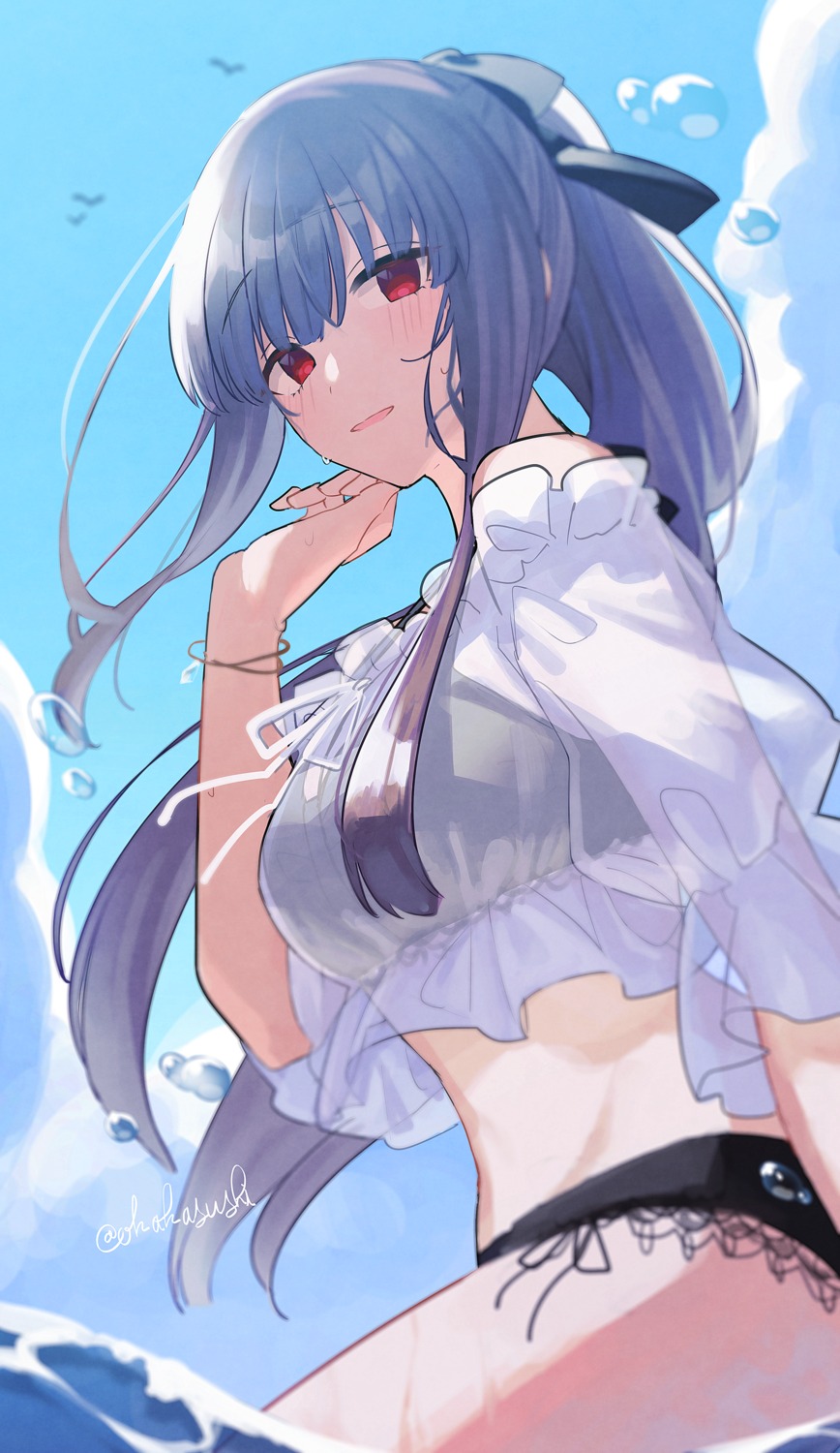 asagami_fujino bikini kara_no_kyoukai okakasushi see_through swimsuits wet