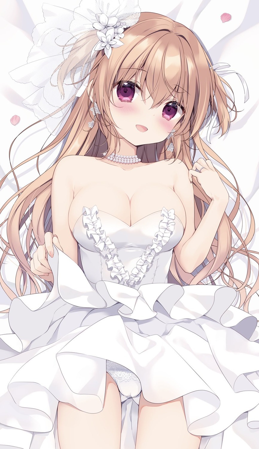 cameltoe dress miyasaka_miyu no_bra pantsu rina_(canvas+garden) skirt_lift wedding_dress