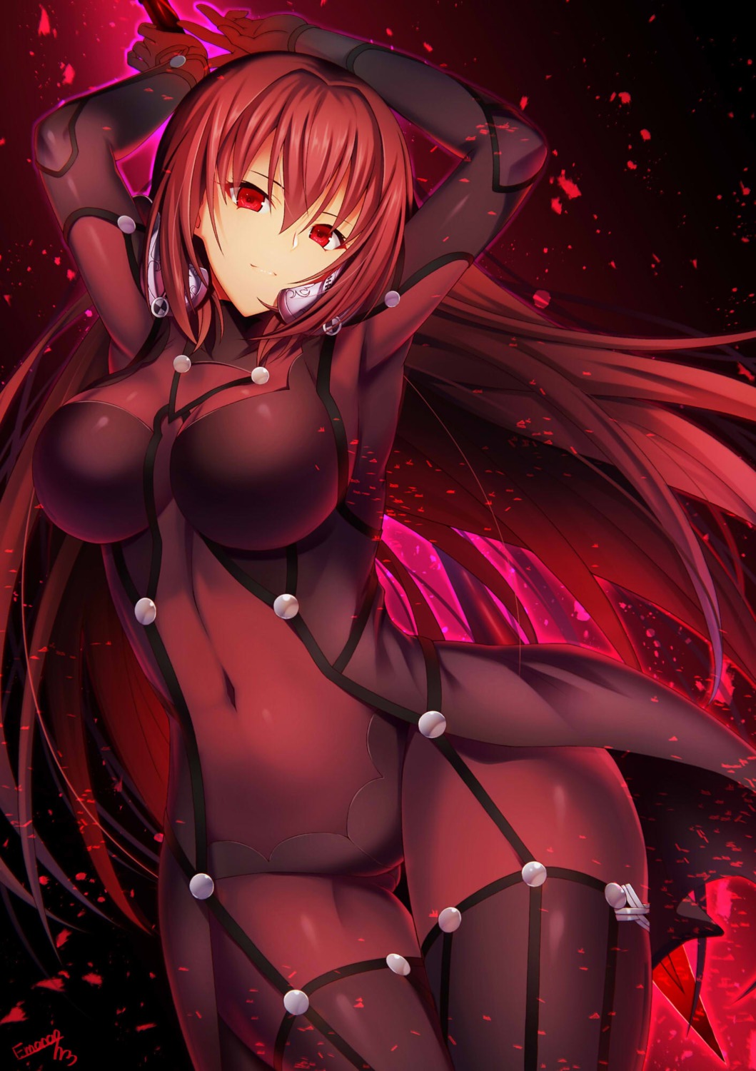 armor bodysuit emanon_123 fate/grand_order jpeg_artifacts scathach_(fate/grand_order) weapon