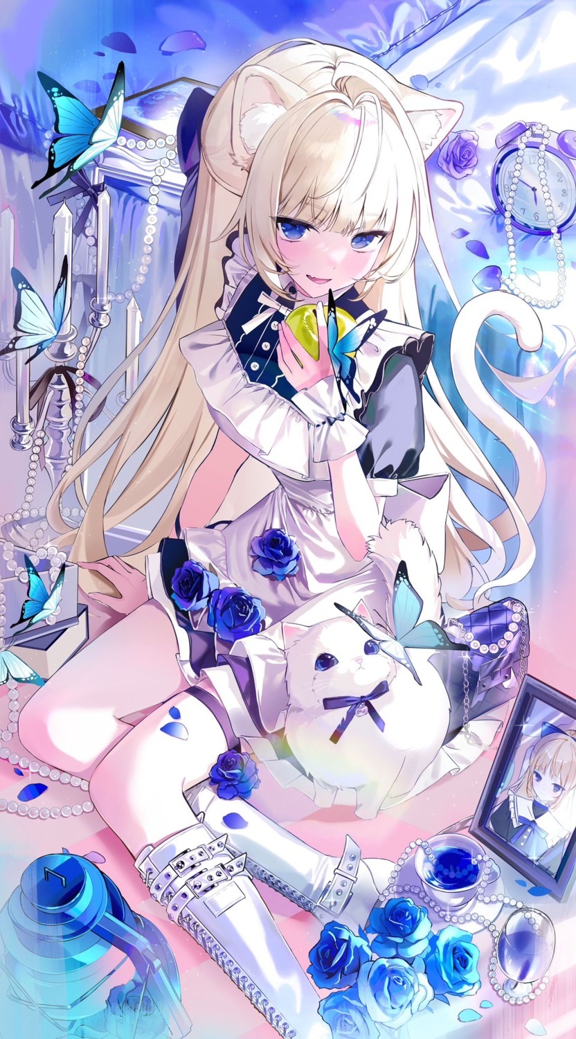 animal_ears dress eumi_114 garter neko nekomimi tail