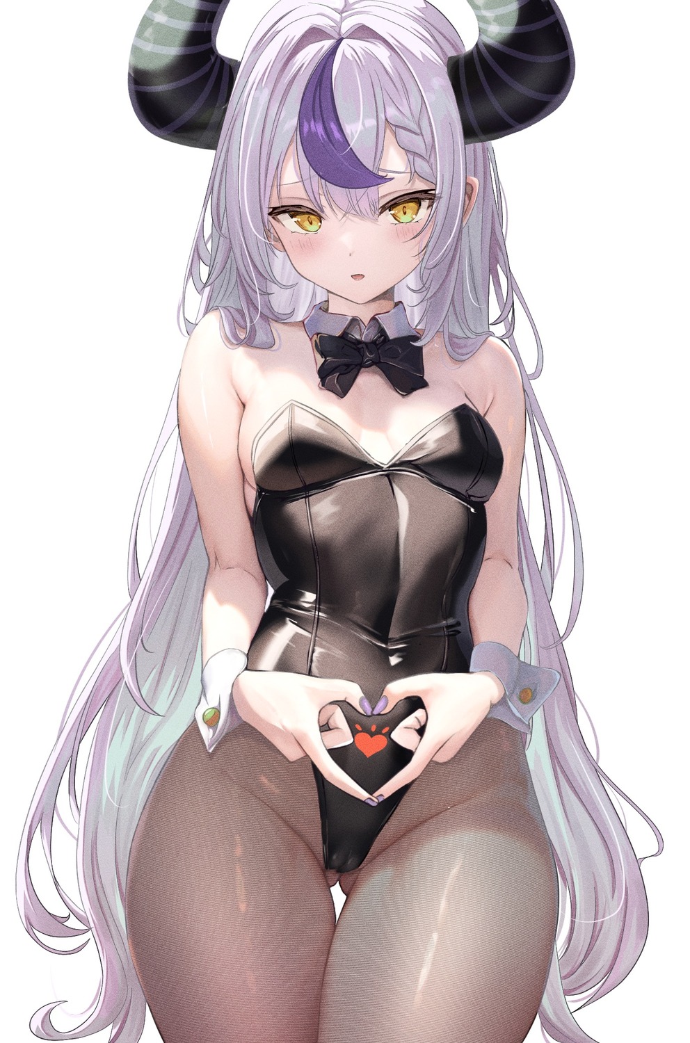 bunny_girl cameltoe hololive horns la+_darknesss loli nekonosuke no_bra pantyhose