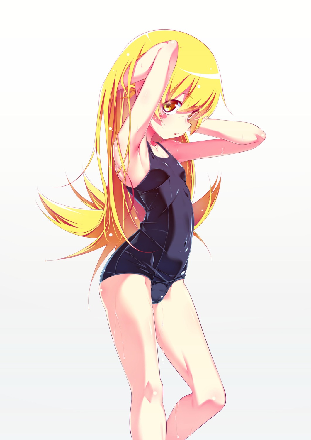 bakemonogatari cameltoe loli monogatari_(series) oshino_shinobu school_swimsuit swimsuits tanabe_kyou wet