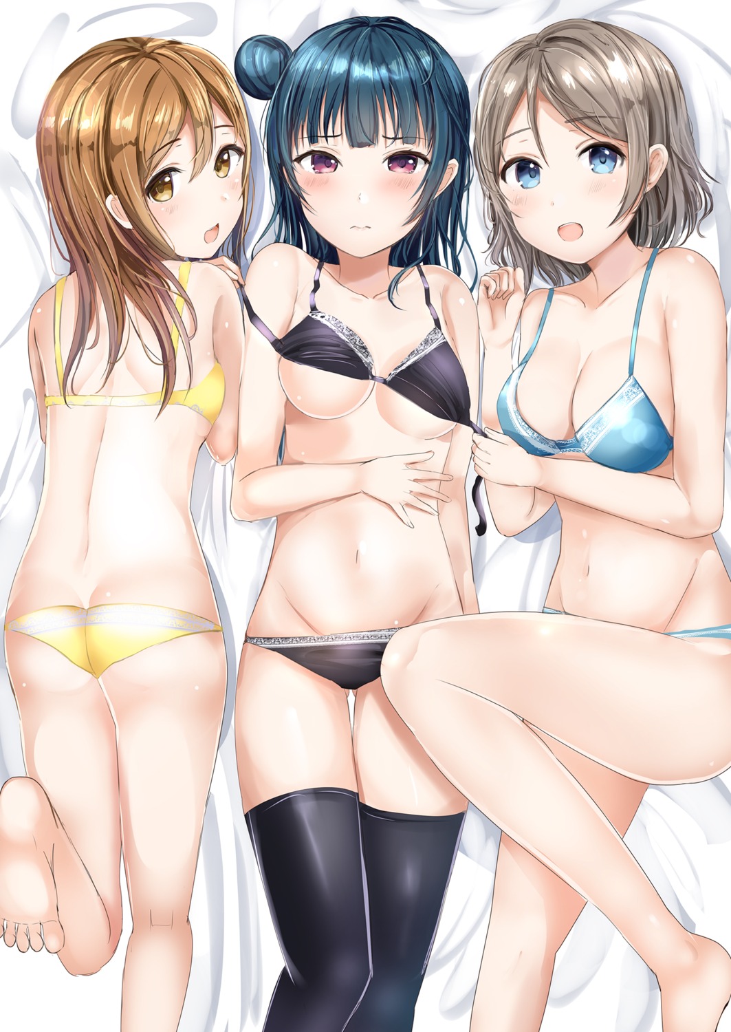 ass bra cleavage detexted kunikida_hanamaru love_live!_sunshine!! morerin pantsu thighhighs tsushima_yoshiko watanabe_you