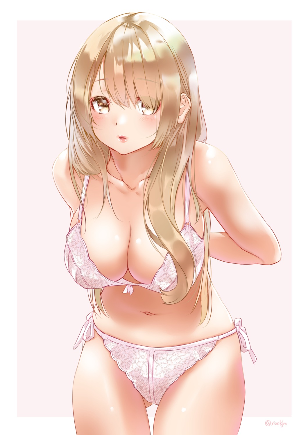 bra cleavage koji_(kojikojimdw) pantsu string_panties