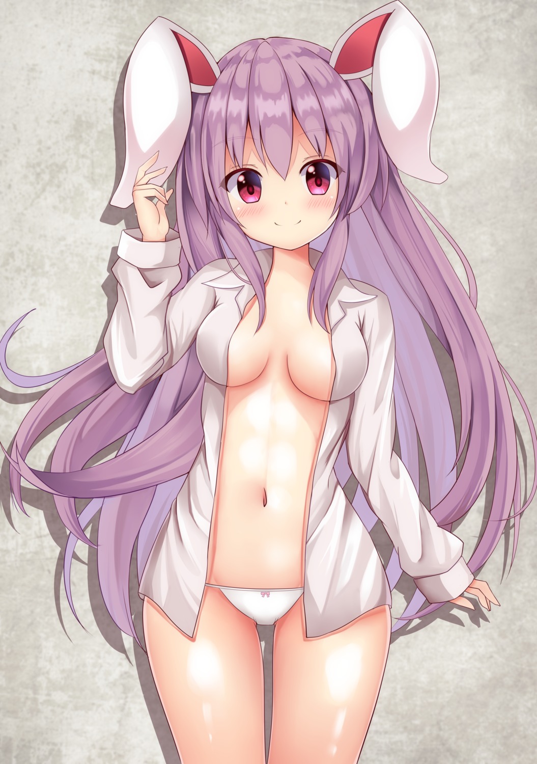 animal_ears bunny_ears dress_shirt no_bra open_shirt pantsu reisen_udongein_inaba suigetsu_(watermoon-910) touhou