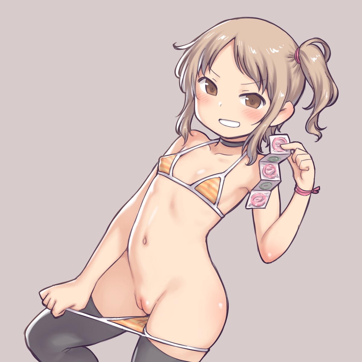 aaaa_(quad-a) bikini erect_nipples loli panty_pull pussy swimsuits thighhighs uncensored undressing