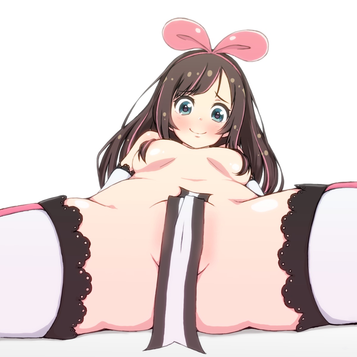 a.i._channel cameltoe kizuna_ai maebari naked tagme thighhighs