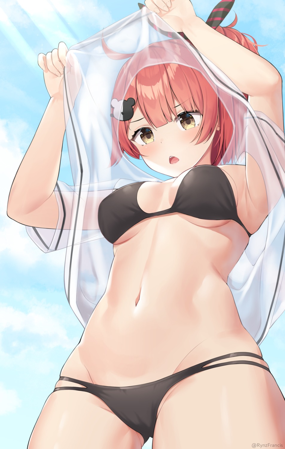 bikini cameltoe girls_frontline mp7_(girls_frontline) rynzfrancis see_through shirt_lift swimsuits undressing