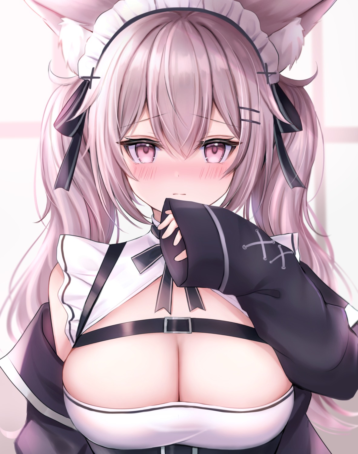 animal_ears cleavage komari_mhy maid no_bra