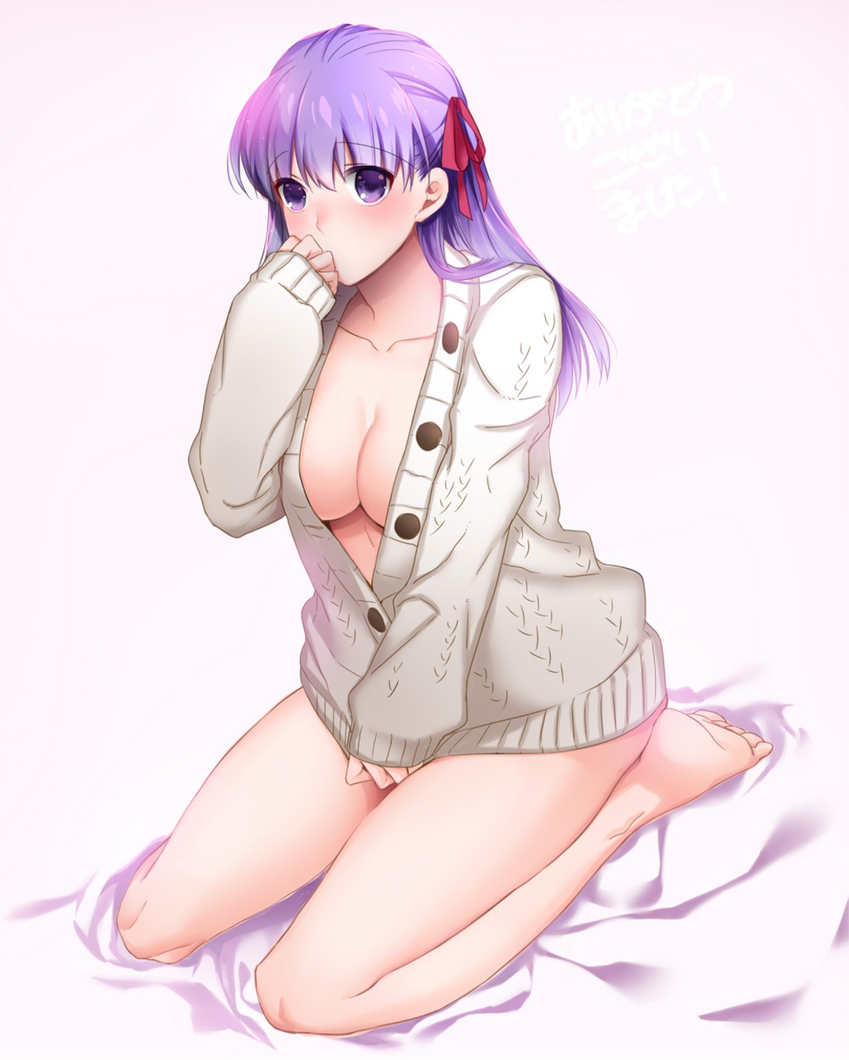 cleavage fate/stay_night matou_sakura no_bra open_shirt sweater ycco_(estrella)