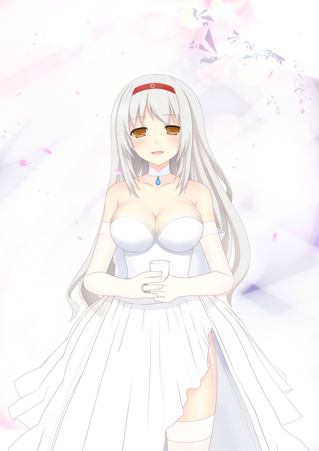 cleavage dress kantai_collection nyanderful shoukaku_(kancolle) stockings thighhighs wedding_dress