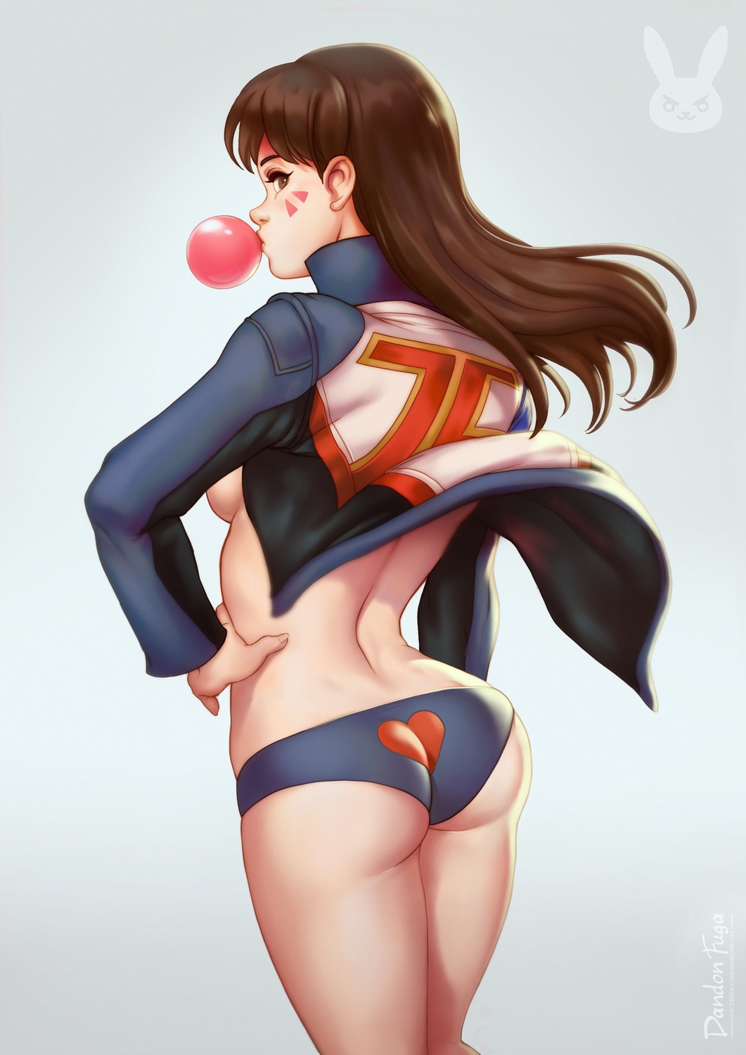 ass d.va dandon_fuga no_bra open_shirt overwatch pantsu