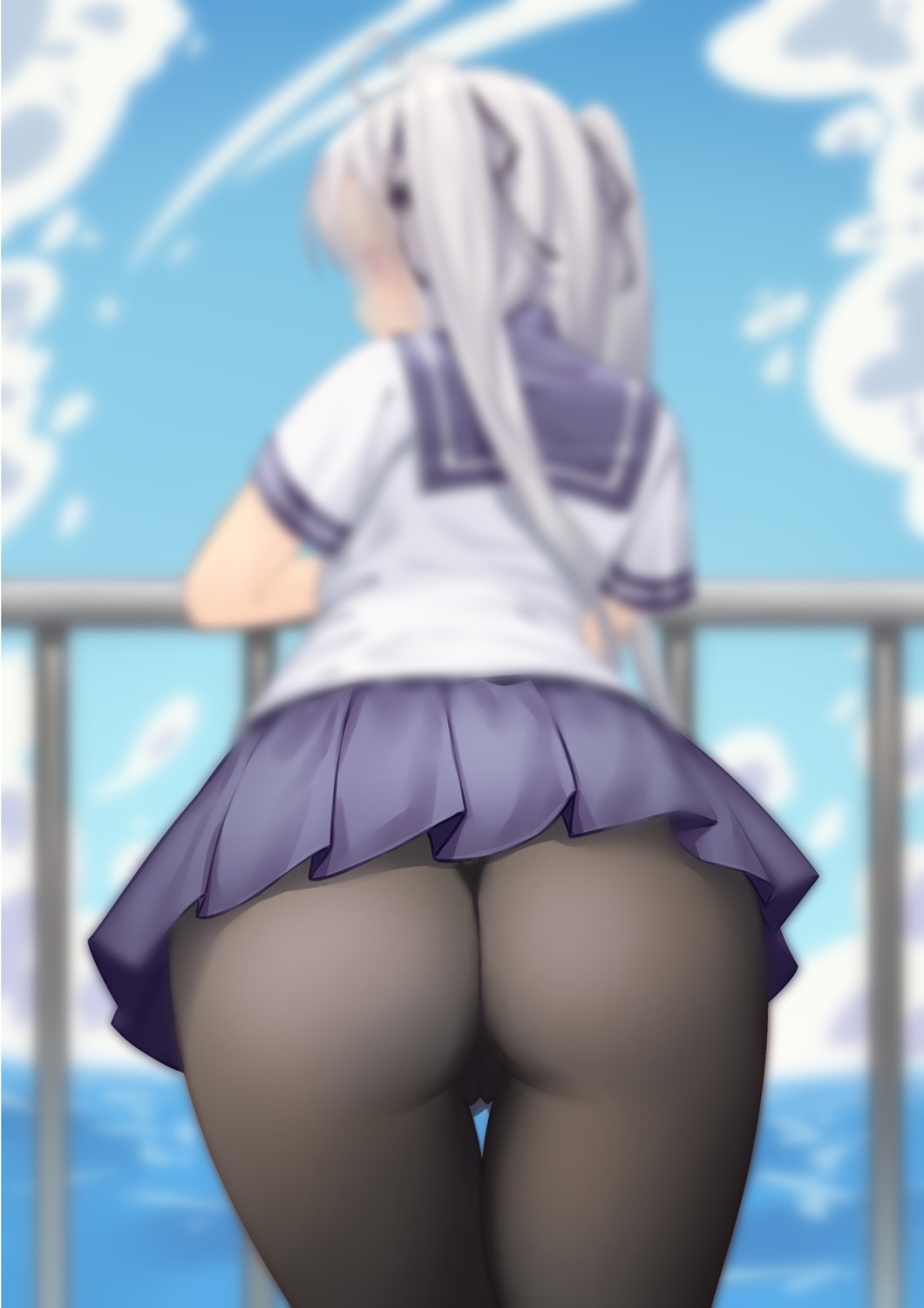 ass cameltoe niliu_chahui pantyhose seifuku tokisaki_mio