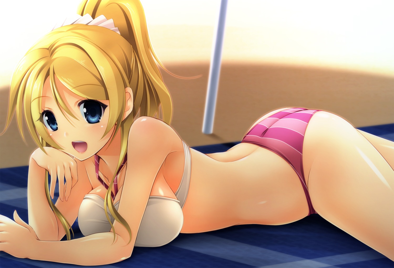 ass ayase_eli bikini cleavage kamishiro_mai_(capti-no) love_live! swimsuits