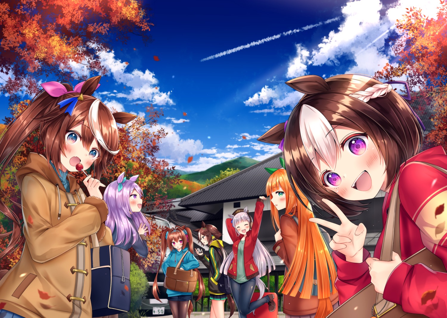 animal_ears daiwa_scarlet_(umamusume) gold_ship_(umamusume) haruyama_natsuwo mejiro_mcqueen_(umamusume) pantyhose silence_suzuka_(umamusume) special_week_(umamusume) sweater tail tokai_teio_(umamusume) uma_musume_pretty_derby vodka_(umamusume)