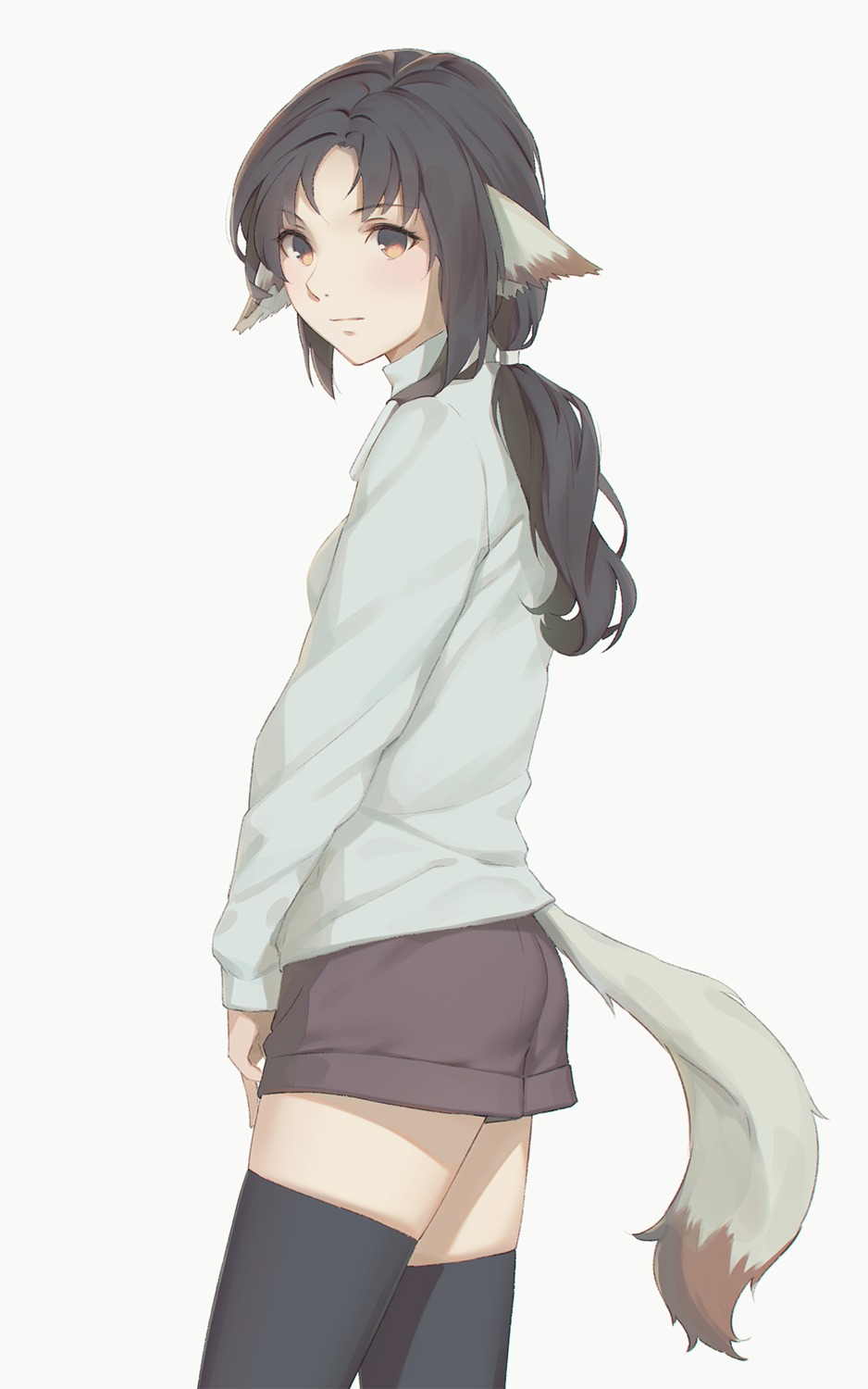 animal_ears ass eruruu miura_naoko sweater tail thighhighs utawarerumono