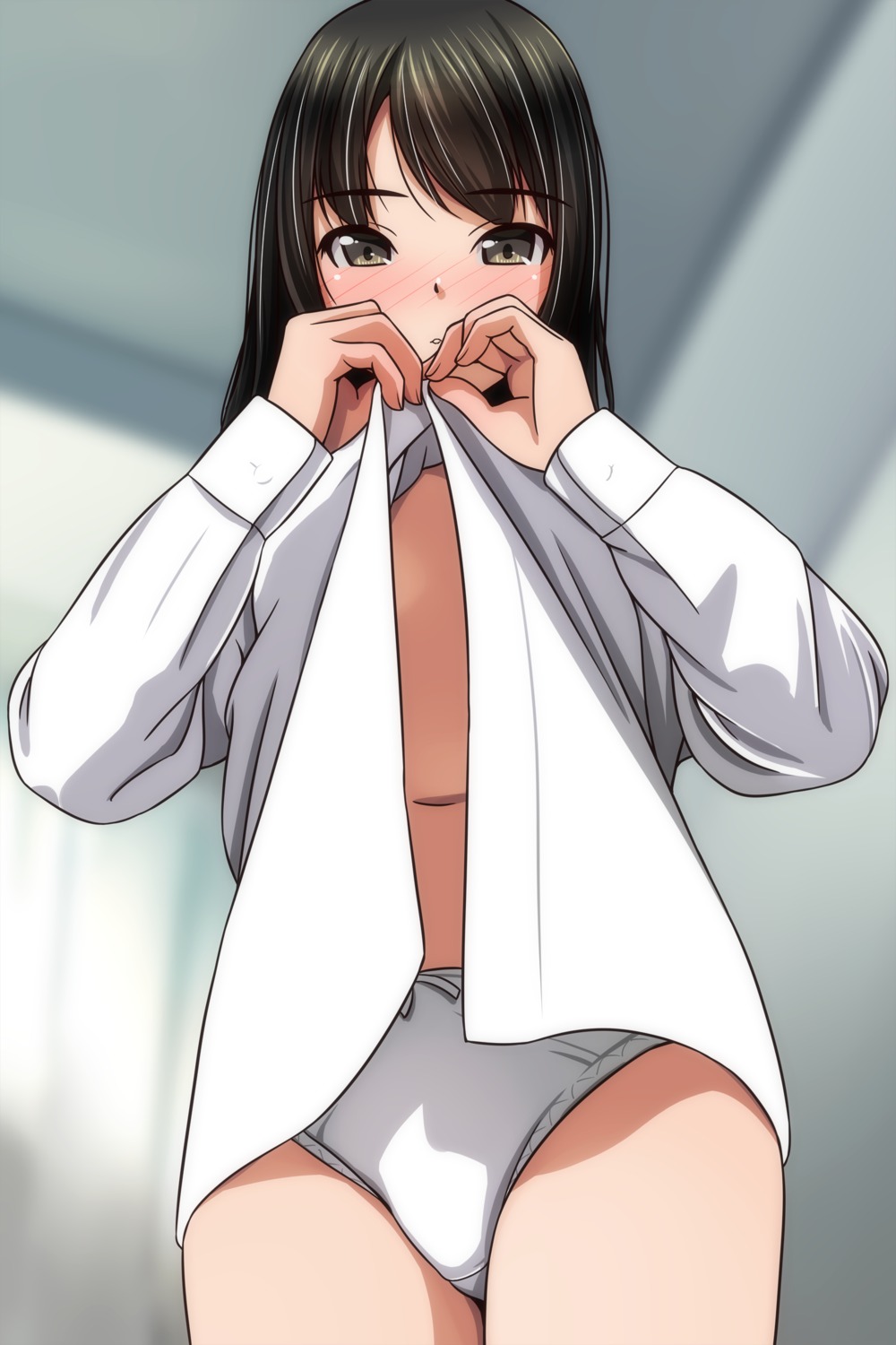 dress_shirt loli matsunaga_kouyou no_bra open_shirt pantsu undressing