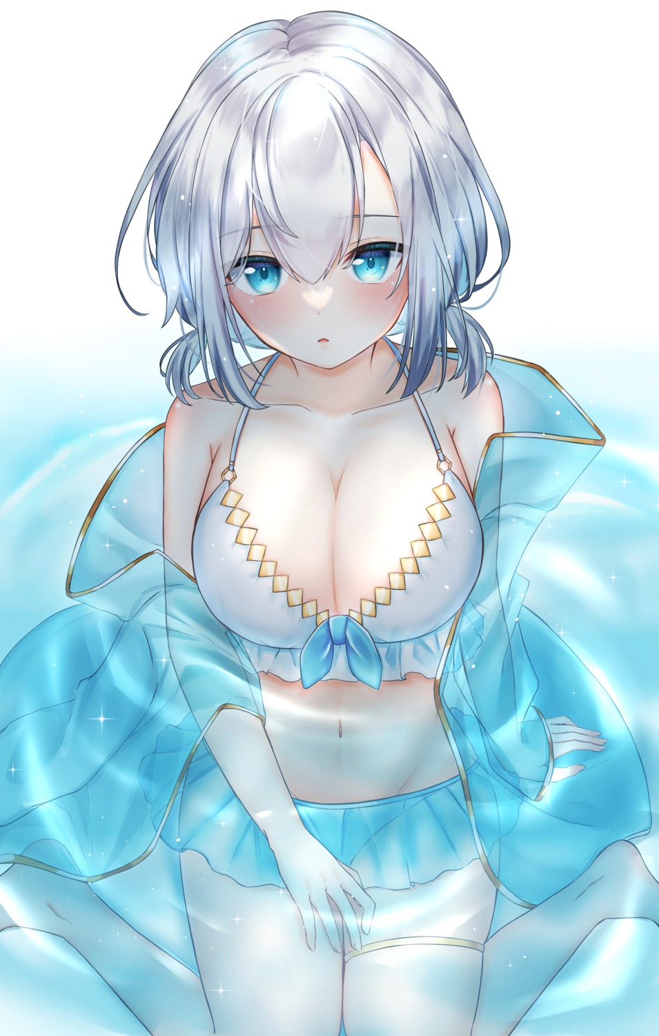 ars_almal bikini garter nei_(aduma1120ponpon) nijisanji open_shirt see_through swimsuits wet