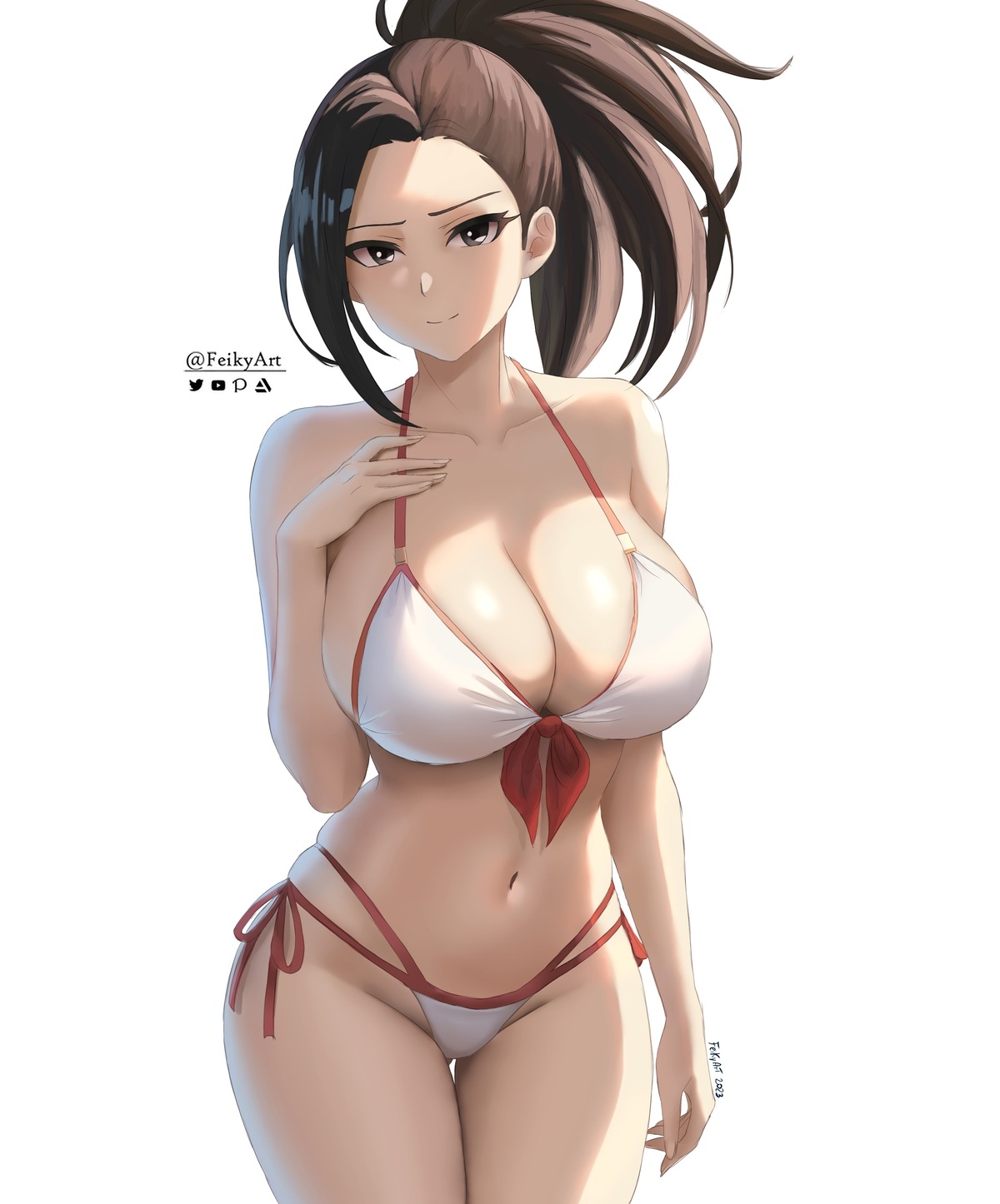 bikini boku_no_hero_academia feikyart swimsuits yaoyorozu_momo