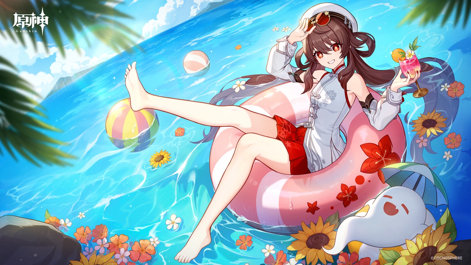 asian_clothes genshin_impact hu_tao megane tagme wallpaper
