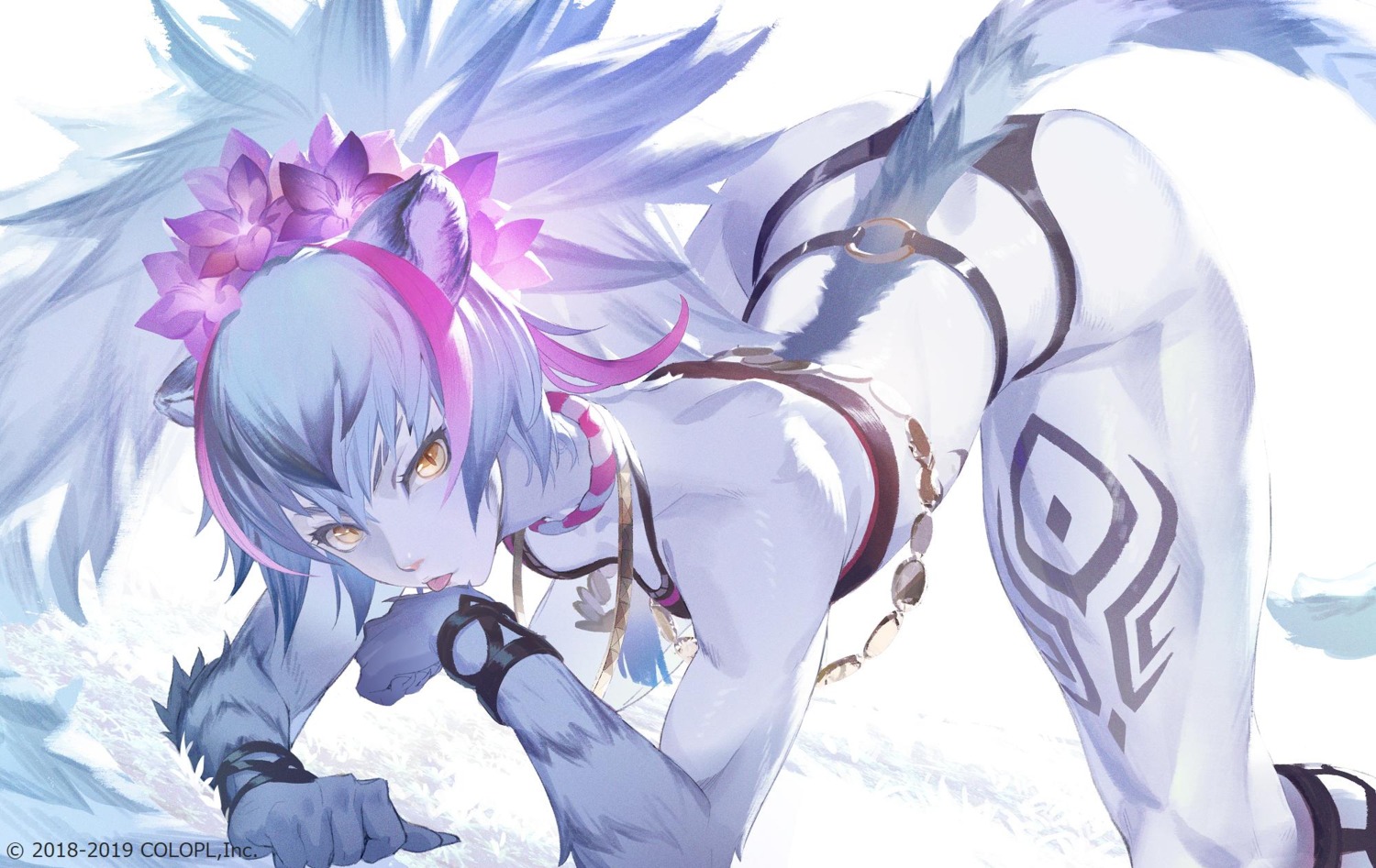 animal_ears bikini_armor cleavage saihate_no_babel tagme tail tattoo