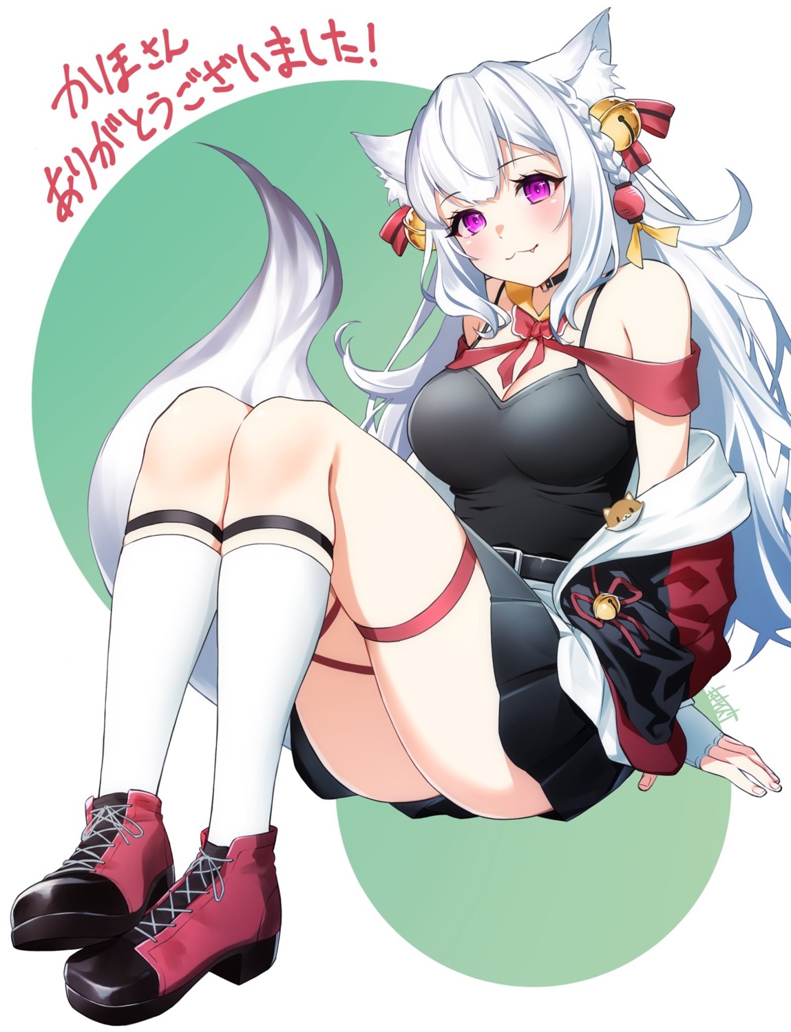 animal_ears cleavage garter omagacchu skirt_lift tail