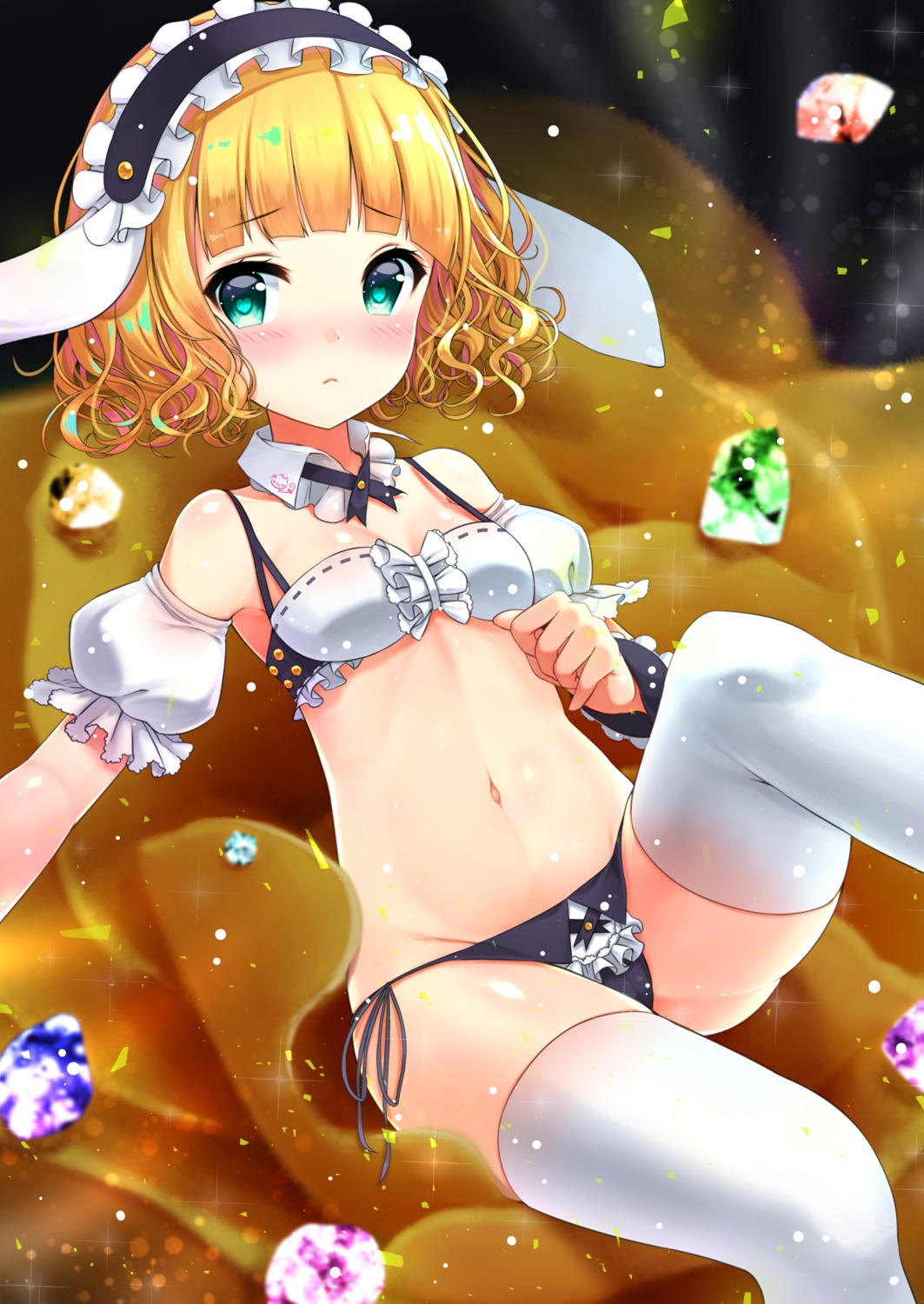 bra cameltoe cleavage gochuumon_wa_usagi_desu_ka? kirima_sharo pantsu sawa_(sawasaku) string_panties thighhighs