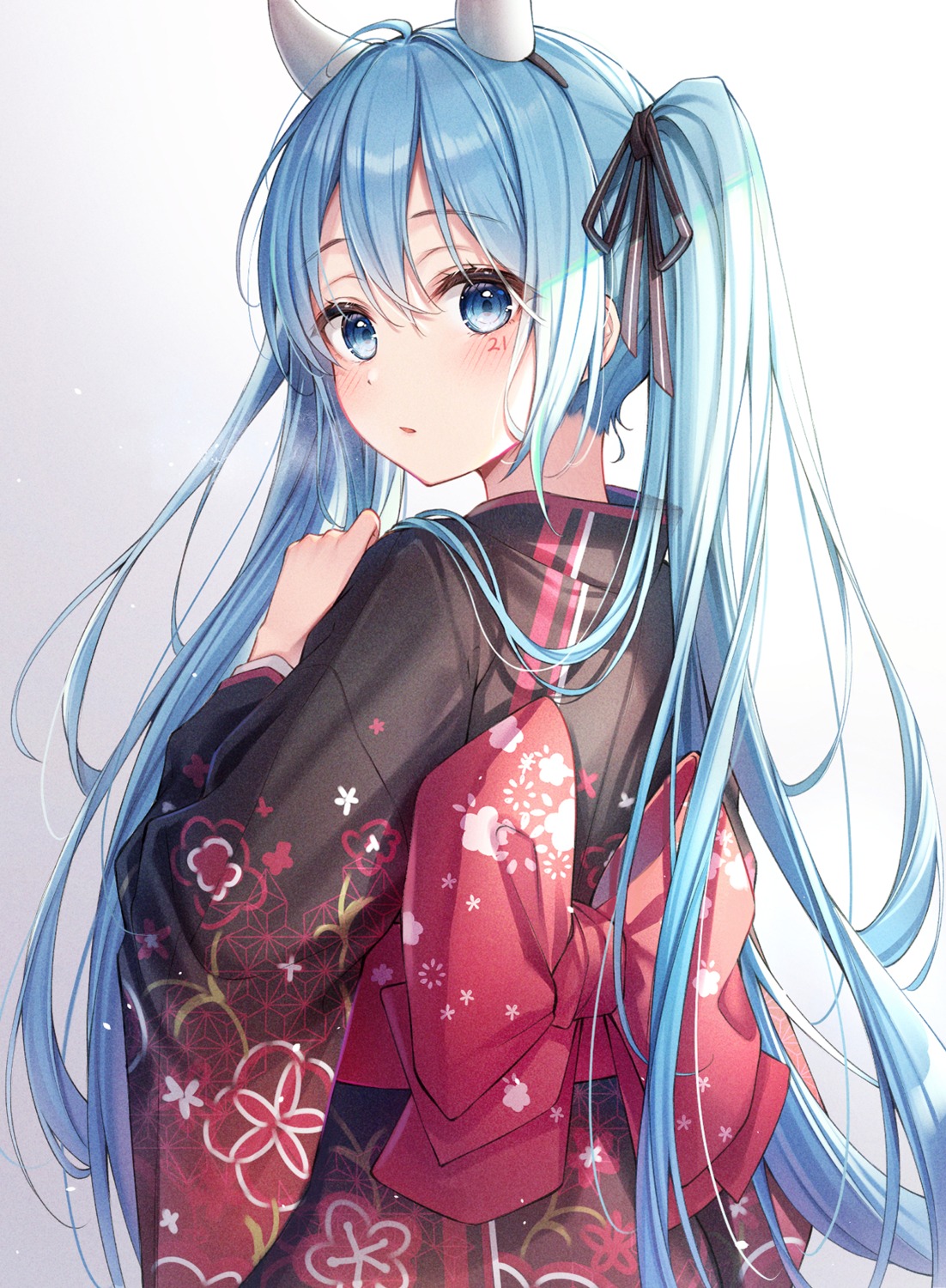 dangmyo hatsune_miku horns kimono vocaloid