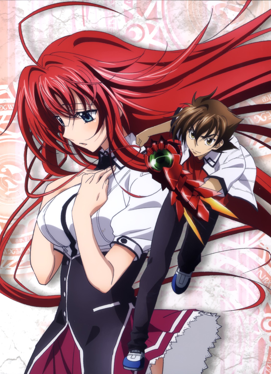 breast_hold disc_cover highschool_dxd hyoudou_issei rias_gremory seifuku weapon