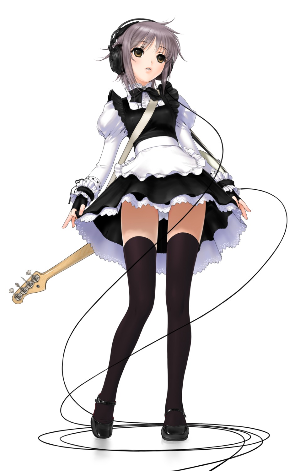 guitar headphones maid nagato_yuki pantsu sano_toshihide suzumiya_haruhi_no_yuuutsu thighhighs