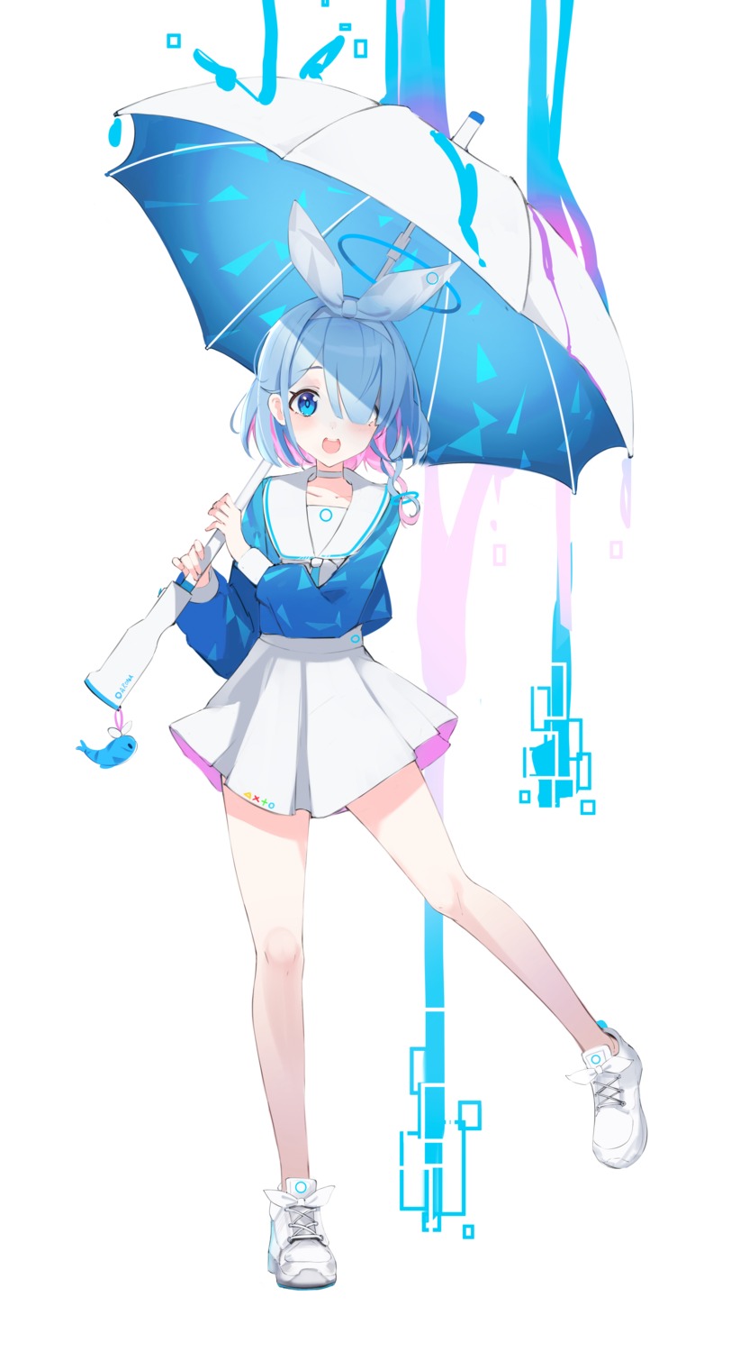 arona_(blue_archive) blue_archive eugle_na halo seifuku umbrella