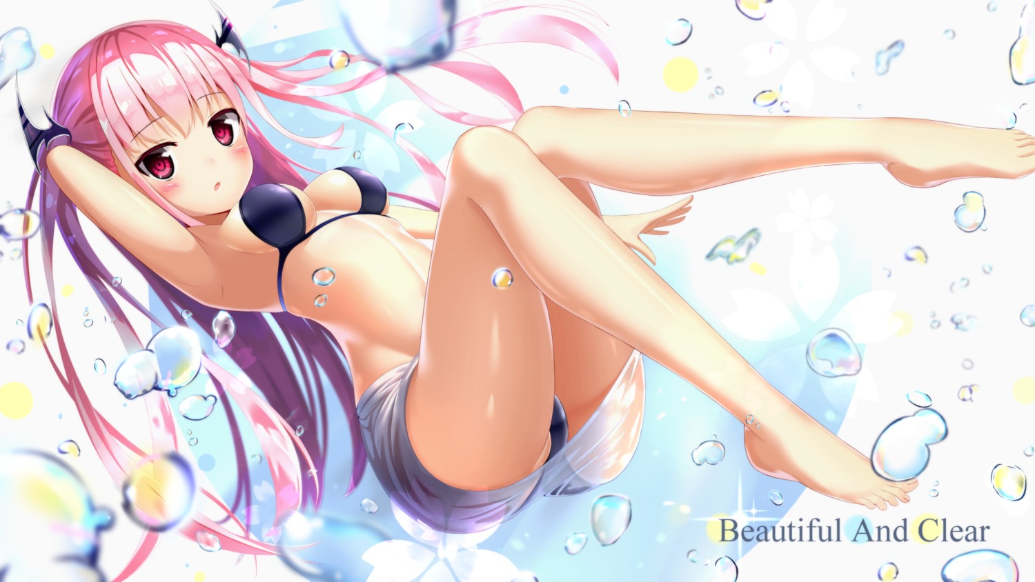 bikini cleavage kurotobi_rarumu see_through swimsuits wallpaper