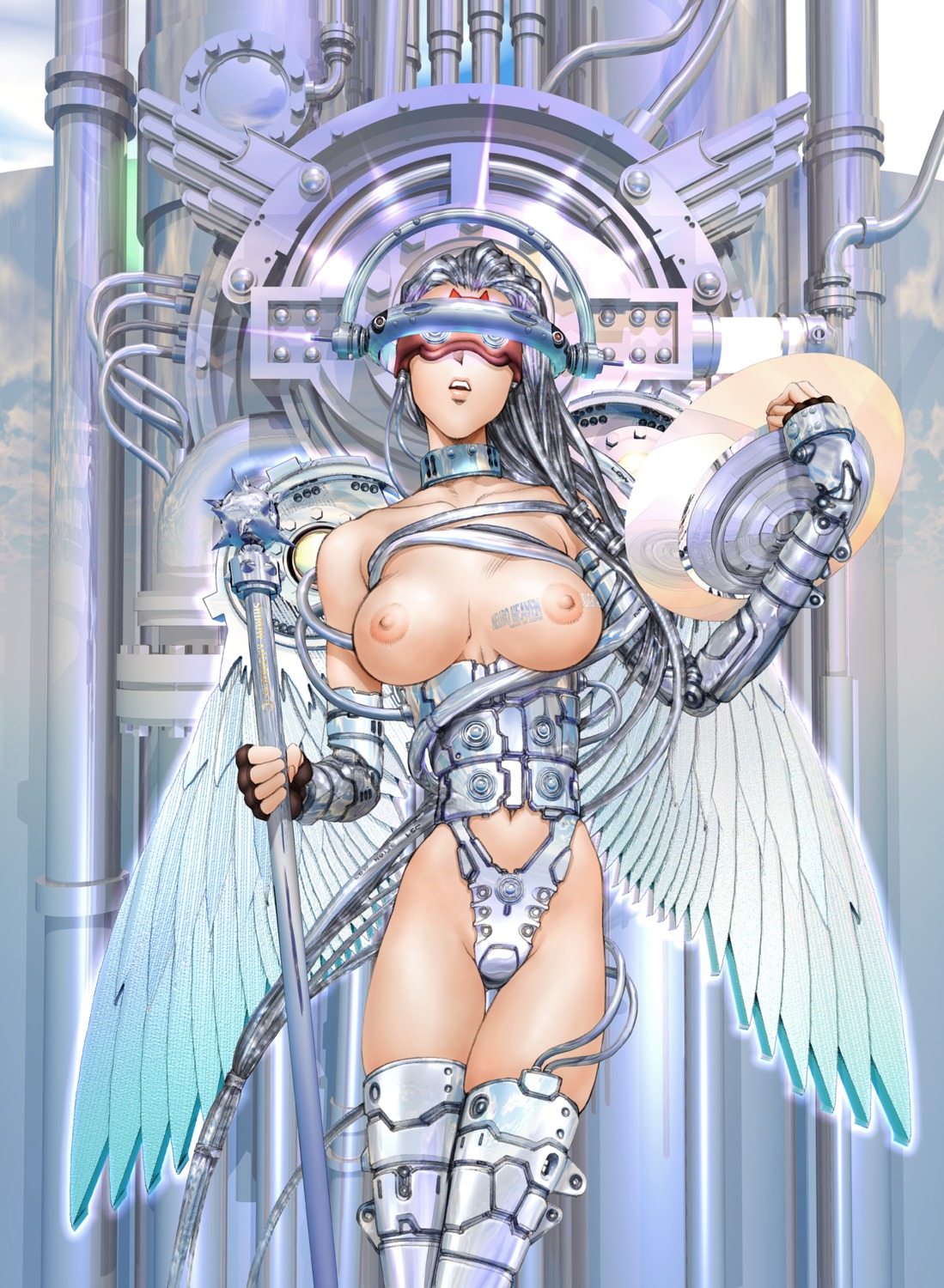 breasts nipples shirow_masamune wings