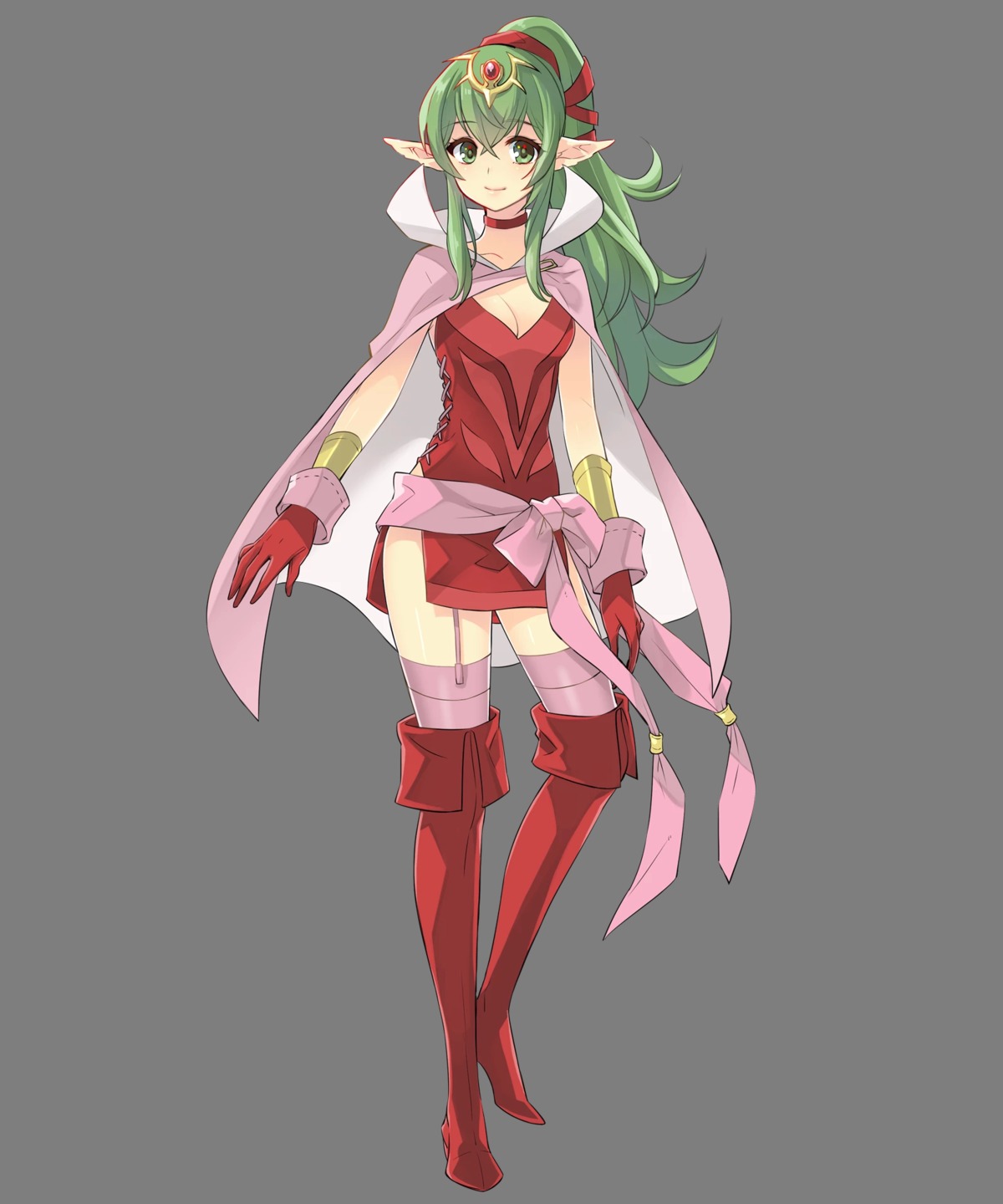 chiki cleavage dress fire_emblem fire_emblem_heroes fire_emblem_kakusei heels ito_noizi nintendo pointy_ears stockings thighhighs transparent_png