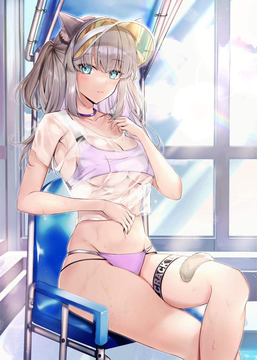 animal_ears bikini garter hane_yuki see_through swimsuits tail