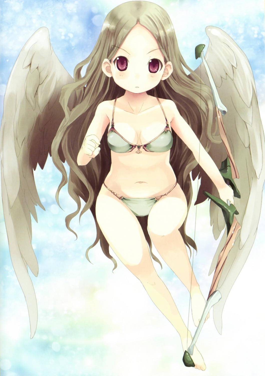 angel bikini cleavage genkai_tokki_monster_monpiece siro swimsuits weapon wings