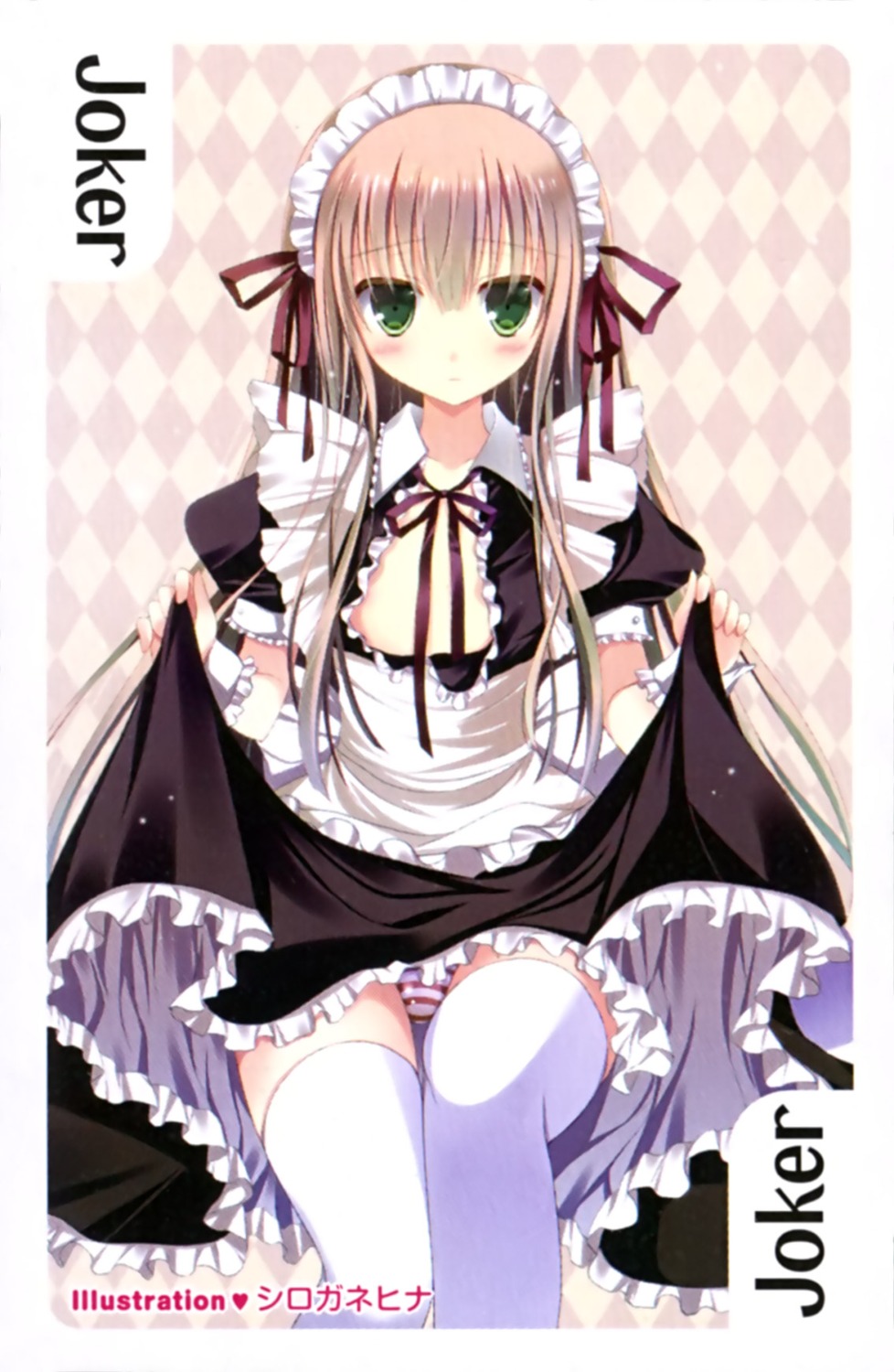 card cleavage maid no_bra open_shirt pantsu shimapan shirogane_hina skirt_lift thighhighs