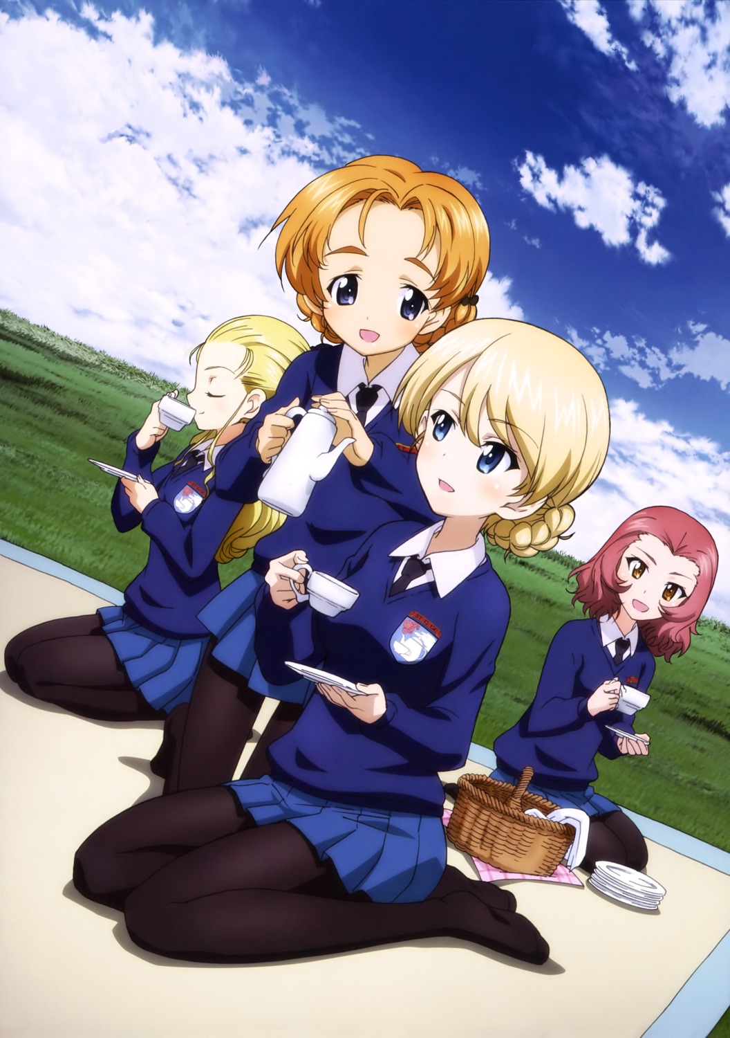 assam darjeeling girls_und_panzer orange_pekoe pantyhose rosehip seifuku sweater