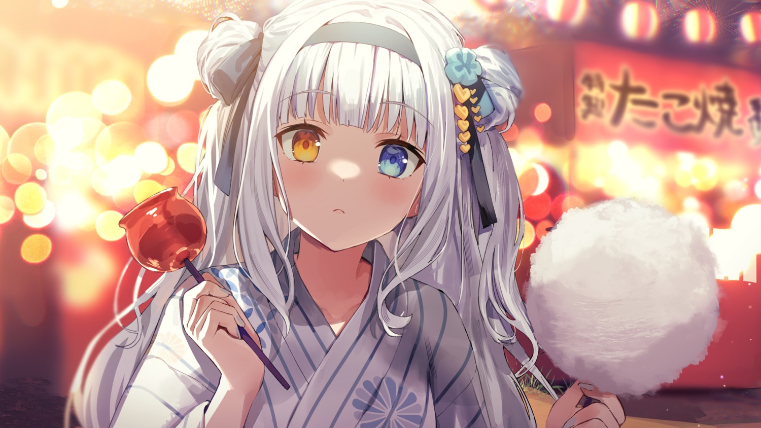 heterochromia kagura_mea kagura_mea_channel nana_yume87 wallpaper yukata