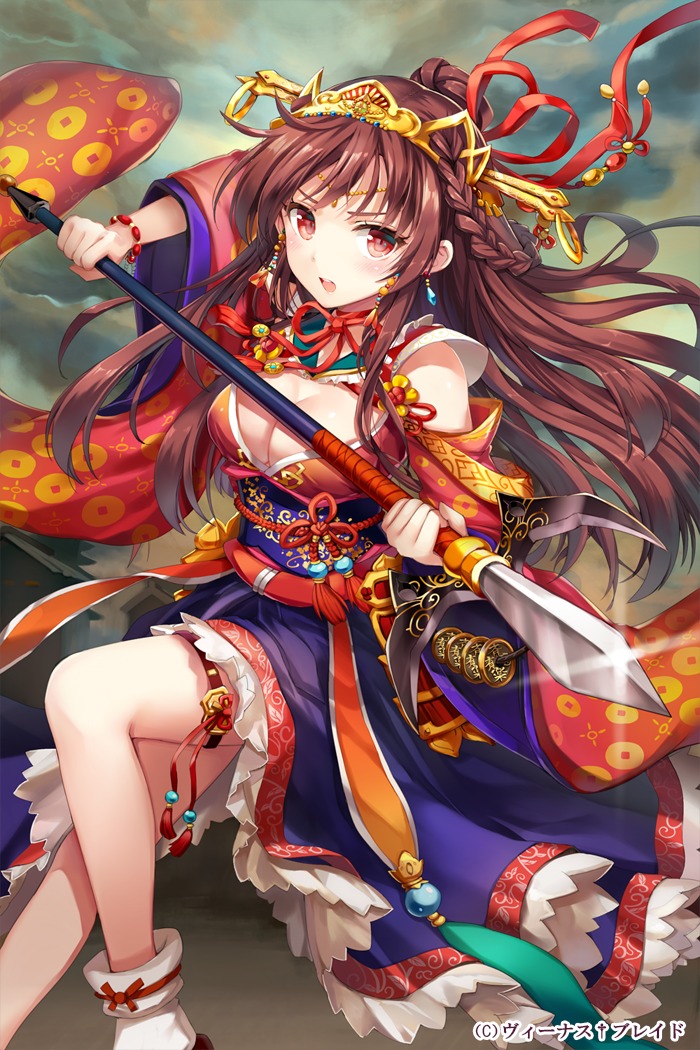 cleavage kimono momoko_(momopoco) venus_blade weapon