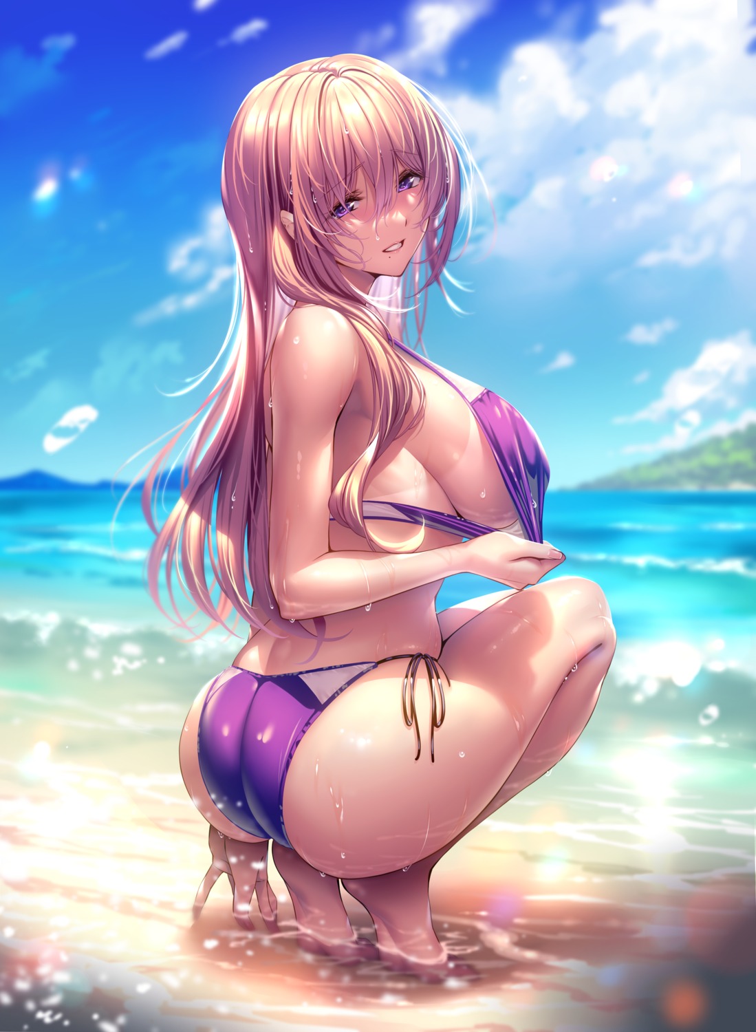 ass bikini hanikami_kanojo kurumi_shinoha piromizu swimsuits tan_lines wet