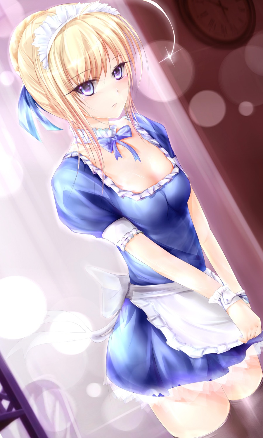 fate/stay_night garyljq maid saber thighhighs