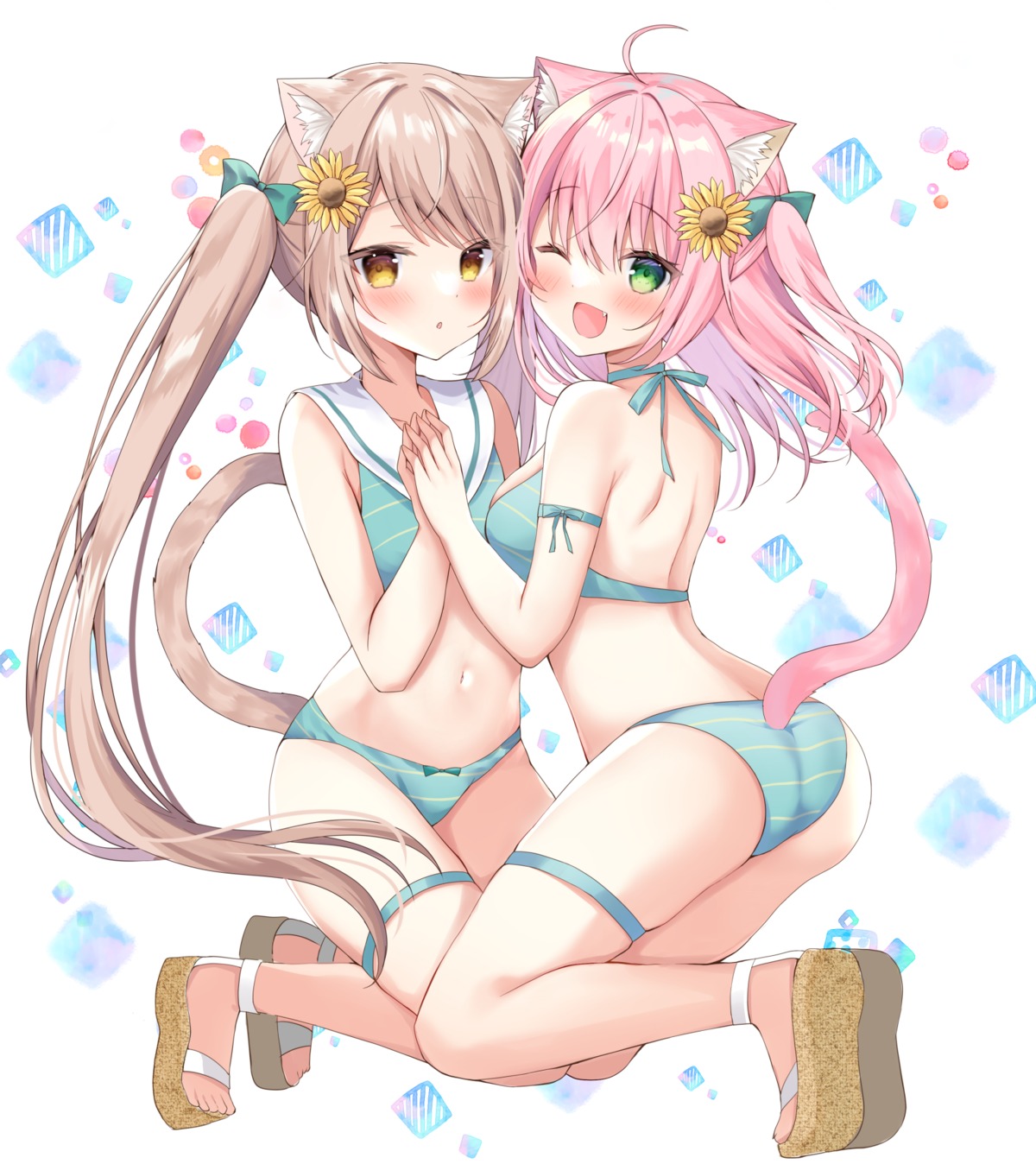 animal_ears ass bikini garter hamico nekomimi swimsuits symmetrical_docking tail