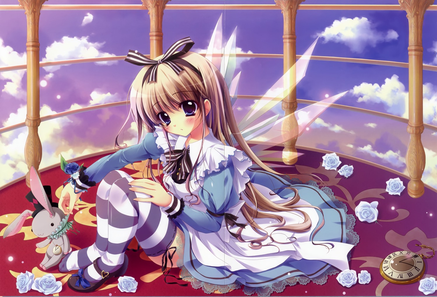 alice alice_in_wonderland crease dress izumi_tsubasu thighhighs wings