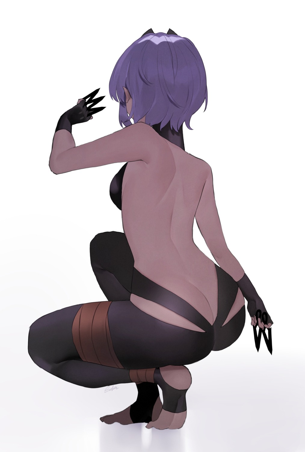 ass bandages bebe_pp fate/grand_order hassan_of_serenity_(fate) no_bra pantsu pantyhose weapon