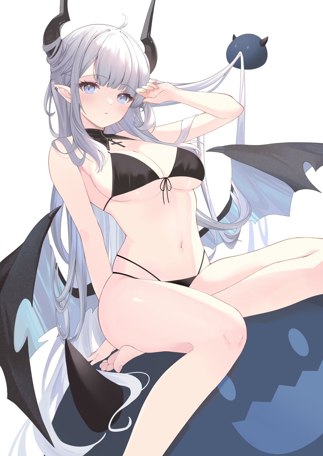 bikini devil horns karisuke pointy_ears swimsuits wings