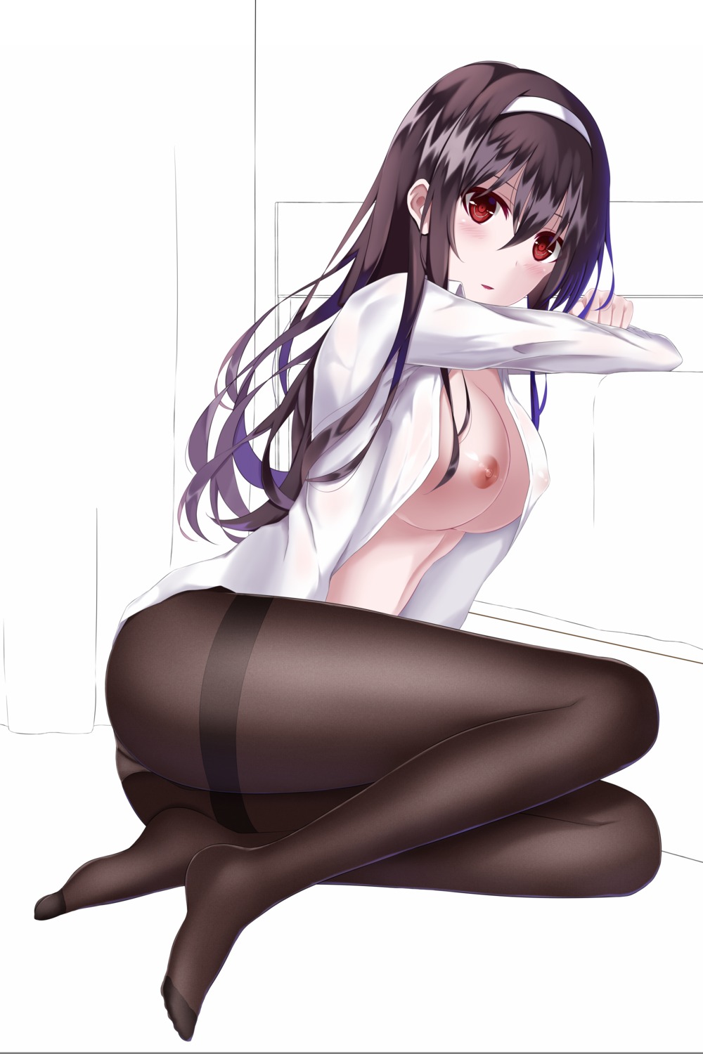 breasts feet kasumigaoka_utaha nipples no_bra open_shirt pantsu pantyhose ruri_tateha saenai_heroine_no_sodatekata see_through seifuku