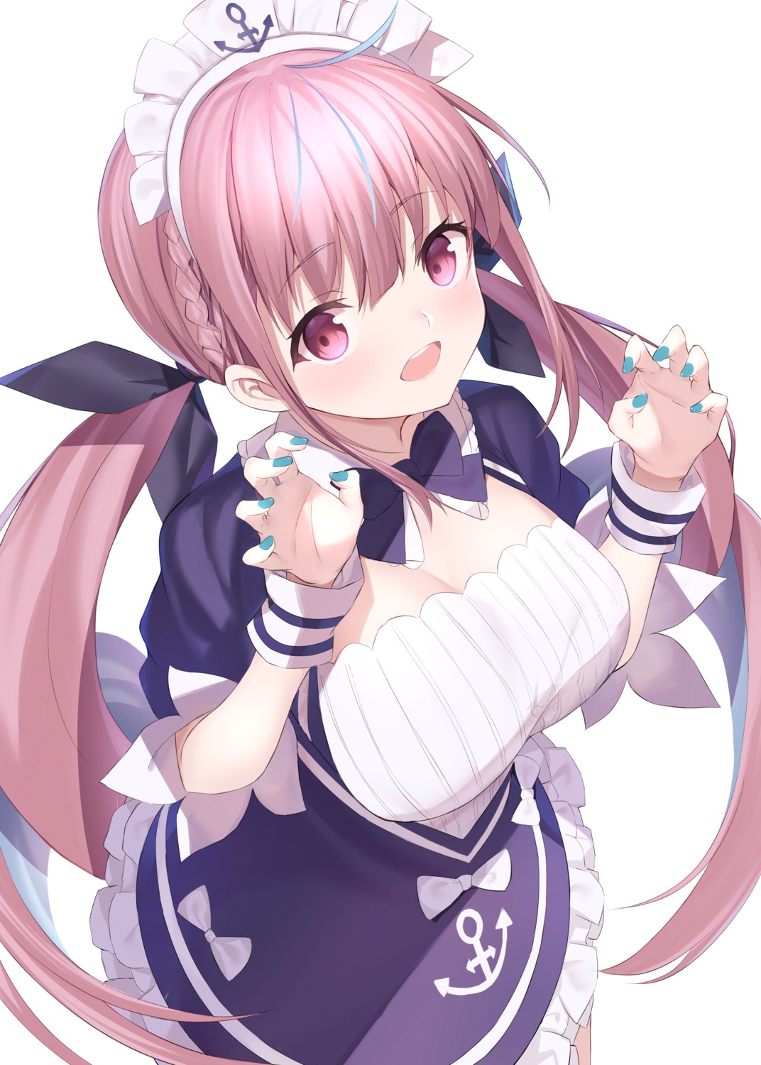 cleavage hololive maid maosame minato_aqua