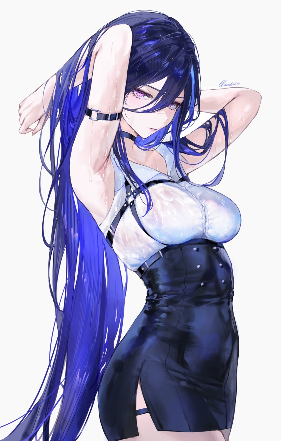 clorinde genshin_impact qiandaiyiyu see_through wet wet_clothes