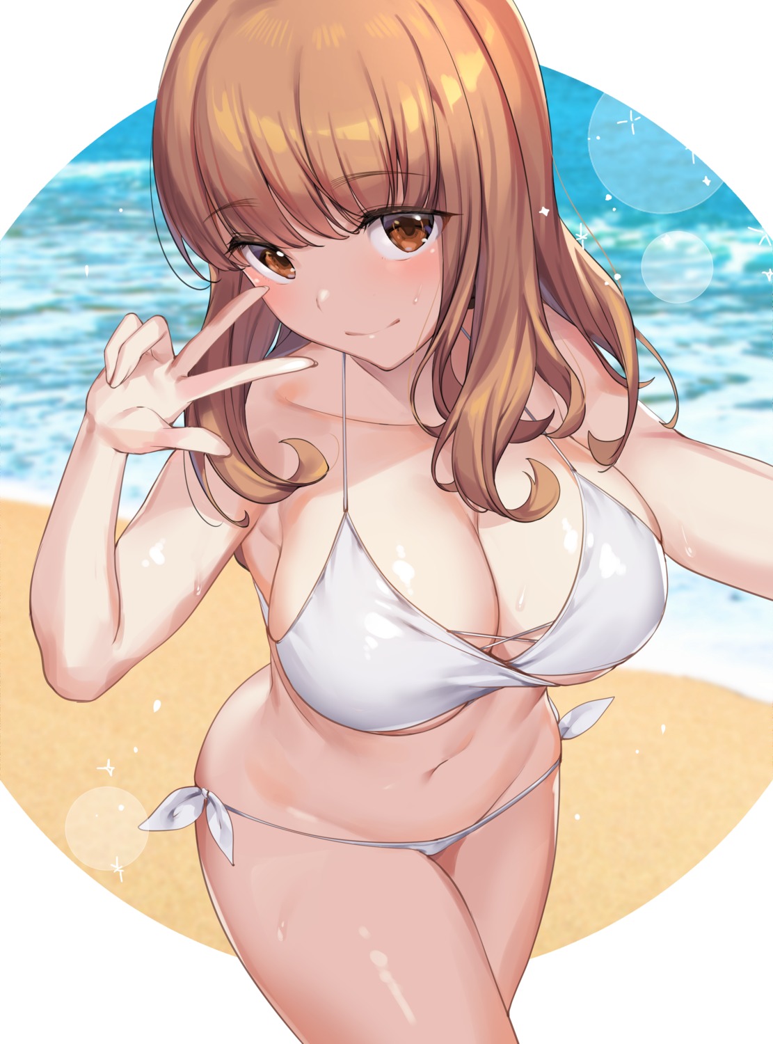 bikini cleavage girls_und_panzer ikomochi swimsuits takebe_saori underboob